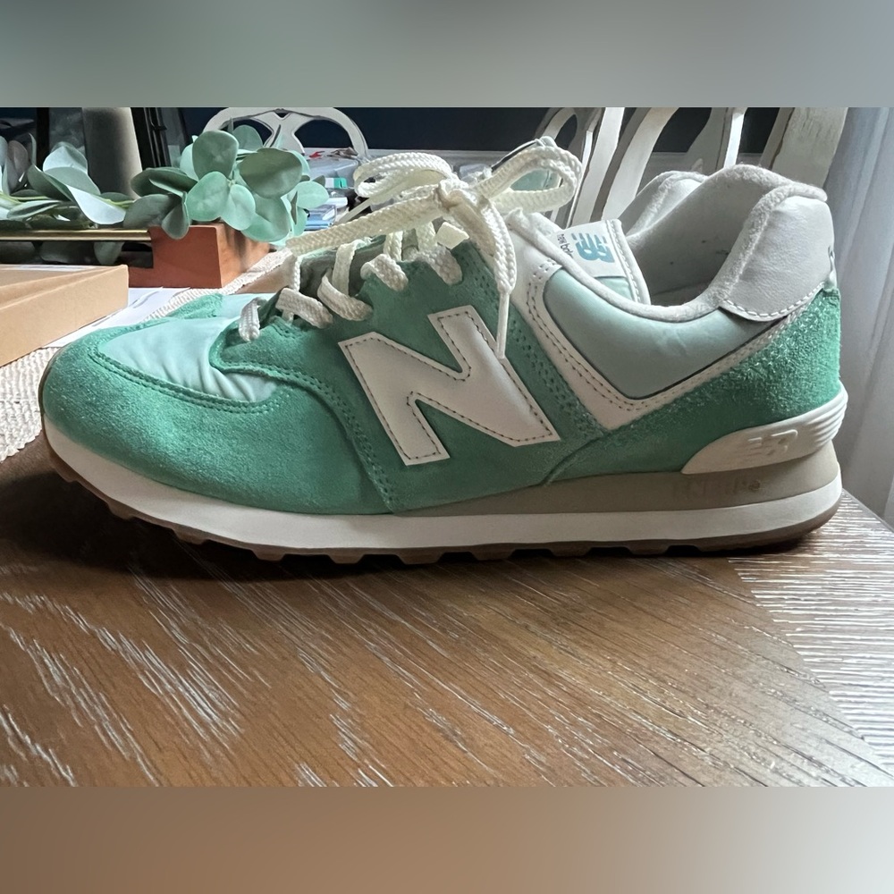 New Balance Green and White Sneakers